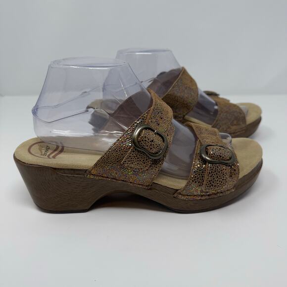 Dansko Slide Sandal Women's 41 (9.5) Brown Leather Sophie Iridescent Summer - Picture 8 of 10